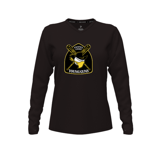 [FTLVPTBK-FYXS-LOGO1] Decker Performance T-Shirt (Female Youth XS, Black, V Neck, Logo 1, Long Sleeve)