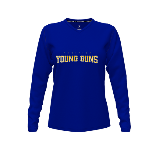 [FTLVPTRY-FYXS-LOGO3] Decker Performance T-Shirt (Female Youth XS, Royal, V Neck, Logo 3, Long Sleeve)