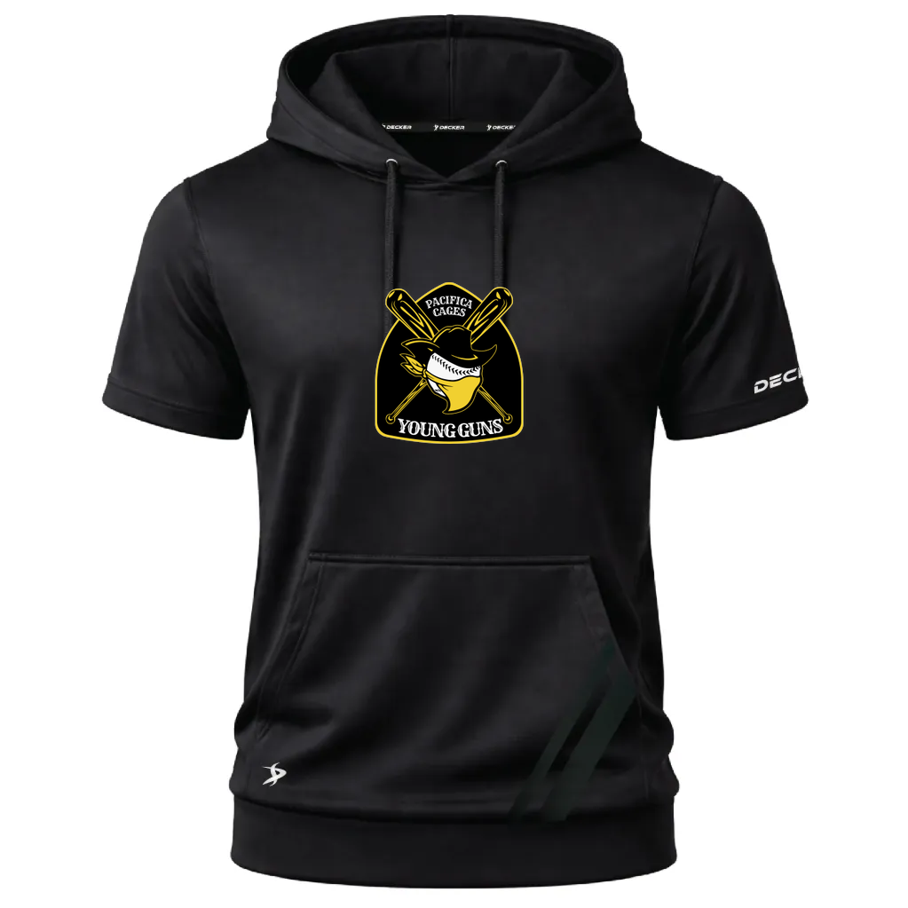 [FOSHSMBK-AS-LOGO1] Decker Adult Short Sleeve Summit Hoodie (Black, Adult S, Logo 1)