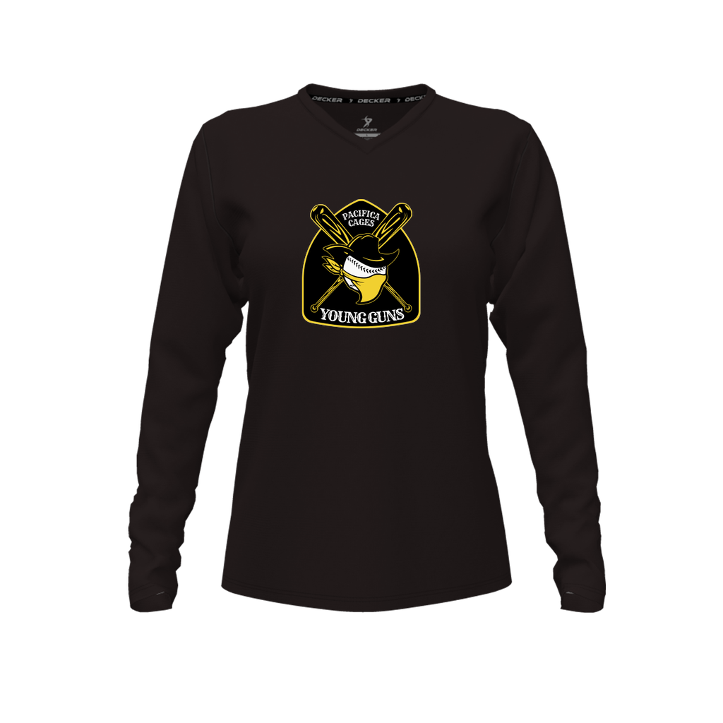 [CUS-DFW-TEES-CMF-VNK-LSL-BLK-FYXS-LOGO1] Decker Comfort T-Shirt (Female Youth XS, Black, Crew Neck, Long Sleeve, Logo 1)